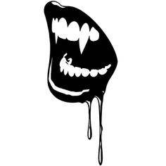 a black and white drawing of a monster's mouth with dripping paint on it