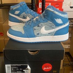 Welcome To The Hypestockpile Poshmark Closet! All Our Products Are 100% Authentic. Item Details: Brand: Nike Air Jordan Item Name: Air Jordan 1 Mid Washed Denim Color: Dutch Blue/White Style Code: Dm8951 400 Year Of Release: 2022 Condition: Brand New With Original Box (Unworn/Deadstock) And Tags If Applicable Size: Please Use The Scroll Down Bar To Check For All Sizes Available! Shipping: Free Shipping! All Orders Purchased Before 1:00 Pm Et. Qualify For Same Business Day Shipping! We Always Dou Trendy Blue High-top Sneakers For Sports, Blue Casual High-top Sneakers For Spring, Casual Blue High-top Sneakers For Spring, Light Blue Casual Skate Shoes With Boost Midsole, Casual Light Blue Skate Shoes With Boost Midsole, Trendy Blue High-top Sneakers With Round Toe, Trendy Blue High-top Sneakers, Urban Denim Sneakers For Streetwear, Trendy Denim Sneakers For Streetwear