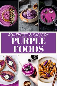 purple foods with the words 40 + sweet and savory purple foods