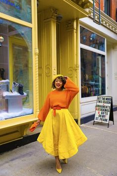 Colors That Go With Orange Outfits, Colorful Mid Size Outfits, Yellow Outfit Plus Size, Mid Size Fashion Colorful, Colorful Curvy Outfits, Plus Size Bright Outfits, Colourful Plus Size Fashion, Maximalist Plus Size Fashion, Dopamine Dressing Plus Size