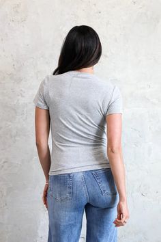 Short sleeve ribbed tee in heather gray-NEW – JanieLanie Gray Ribbed Crew Neck T-shirt, Trendy Gray Stretch T-shirt, Trendy Stretch Gray T-shirt, Gray Stretch T-shirt For Everyday, Fitted Heather Grey T-shirt With Crew Neck, Fitted Heather Grey Crew Neck T-shirt, Fitted Gray Graphic Tee, Fitted Heather Grey T-shirt With Short Sleeves, Fitted Heather Grey Short Sleeve T-shirt