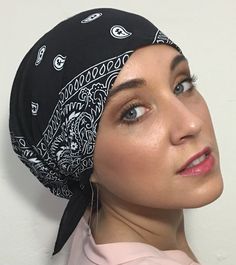 100% cotton, breathable head cover. Unique personal gift. Conceals and covers hair Uptown Girl Headwear brand ❤️ Lightweight pre tied gathered elasticized head wrap for men and women ❤️ Youthful athletic casual style ❤️ Cotton non stretch fabric ❤️ New easy slip on style. Slips on like a hat, but looks like a bandana scarf ❤️ Elasticized at the back for easy on easy off, and for a comfortable fit ❤️ Fits head size circumference 20-24 (Small medium large) ❤️ Knot both ties, or leave them hanging. Head Scarf Tying, Scarf Tie, Uptown Girl, Cotton Bandanas, Bandana Scarf, Scarf Tying, Unique Personalized Gift, Head Wrap, Head Covering