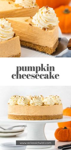 pumpkin cheesecake with whipped cream on top