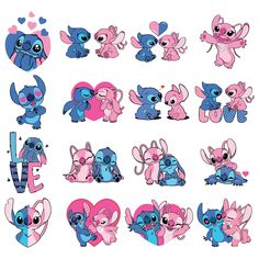 the littlest pet shop stickers are all in pink and blue, with hearts on them