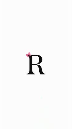 the letter r is made up of black letters and a pink flower on top of it