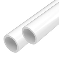 two white plastic pipes on a white background