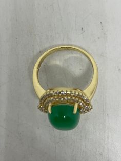 Vintage Lucky Green Nephrite Jade Gold Filled Cocktail Ring Large green nephrite jade gold filled Vintage ring, does not tarnish Size 5.5, 6, 7, 7.5, 8.5 All rings are shipped free in the US in a nice gift box. Check out our over a THOUSAND great reviews Engraving is $4 per letter and is not always perfect depending on the piece. It can take a few days if the jeweler is busy. This is payable to Paypal Judithsltd@gmail.com Gold Jade Emerald Ring, Gold Emerald Ring With Stone Setting, Gold Jade Rings In Fine Jewelry Style, Fine Jewelry Gold Jade Rings, Fine Jewelry Gold Rings With Jade, Gold Jade Cabochon Rings, Gold Rings With Jade Cabochon, Formal Gold Emerald Chrysoprase Ring, Gold Formal Emerald Ring With Chrysoprase