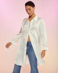 Silk Charmeuse Shirt Dress – Cynthia Rowley White Silk Dress, Pink Dress Casual, Button Down Shirt Dress, Fashion 2024, Silk Charmeuse, White Shirt Dress, Cynthia Rowley, A Dress, Silk Satin