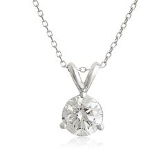 This classy 3-prong setting lets the diamond take center stage. Add a touch of beauty with a diamond solitaire pendant. Elegant Lab-grown Diamond Necklace With Prong Setting, Timeless Moissanite Solitaire Necklace, Timeless Solitaire Moissanite Necklace, Timeless Round Solitaire Necklace With Prong Setting, Elegant Solitaire Necklace With Prong Setting And Lab-grown Diamond, Elegant Diamond Necklace With Round Pendant In Prong Setting, Elegant Solitaire Necklace With Prong Setting, Elegant Round Pendant Diamond Necklace With Prong Setting, Timeless Solitaire Round Cut Jewelry