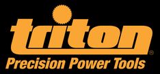 the triton precision power tools logo is shown on a black background with yellow lettering