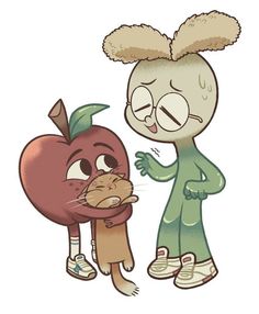 an apple and a cat are standing next to each other