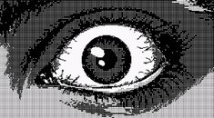 an eye is shown in black and white