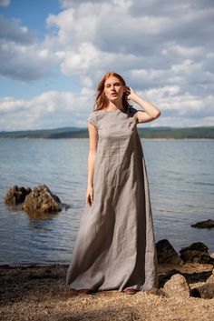 "Linen Maxi Dress, White Linen Dress, Women Linen Clothing ♠ Casual style with extravagant touch and ideal for your provocative nature. The delicately crafted pieces from natural materials will embrace your body in a perfect fit. Dare to be Visible! ♠ If you would like a removable Slip dress in addition to your Linen dress, please check the Slips section: http://etsy.me/36T5ZQu ♠ Sizes My body Size Chart is available below. ** PLEASE provide your height, bust, waist and hips measurement if you'd Plus Size Maxi Dress Summer, Minimalist Dress, Plus Size Maxi Dress, Long Linen Dress, Maxi Dress Long, White Linen Dresses, Grey Maxi Dress, Linen Clothing, Dress Linen