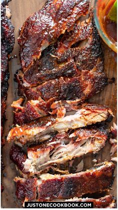 barbecue ribs with bbq sauce on the side