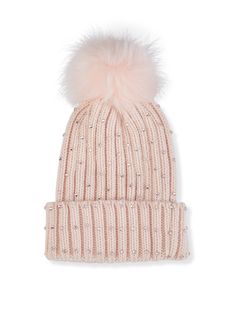 Rhinestone Studded Beanie - PINK Details & Fit Rhinestones Pom Poms Faux Fur Content & Care Material: 100% Acrylic, TRIM: FAUX FUR POM: 100% Faux Fur Polyester Care Instructions: Hand Wash Country Of Origin: China Rainbow Item Number 3119067440249 | Rhinestone Studded Beanie in Pink Pink Details, Rainbow Items, Rhinestone Studs, Pink Rhinestones, Fur Pom Pom, Pom Poms, Item Number, Faux Fur