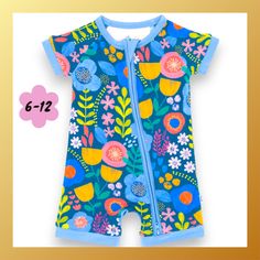 Little Sleepies Folk Floral Shorty Zippy 6-12 Months, Brand New In Bag. For Your Little Blossom! This One-Piece Zipper Pajama Features Oranges, Blue & Yellow Blooms Growing On A Deep Teal Background. Made From Our Signature Lunaluxe Bamboo, With Thoughtful Features Like A Double-Zipper That Extends Down The Leg & No Scratchy Tags. Snag Styles For Mommy & Me Matching! Spring Multicolor Cotton Onesie, Playful Multicolor Short Sleeve Onesie, Spring Long Sleeve Printed Onesie, Blue Short Sleeve Onesie For Playtime, Playful Multicolor Printed Onesie, Vintage Chanel Handbags, Teal Background, White Halter Maxi Dress, Deep Teal