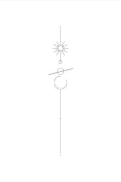 a line drawing of a sun and moon on a pole