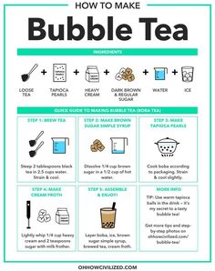 the instructions for how to make bubble tea