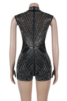 This Beautiful Rhinestone Decor Sleeveless Romper is a must-have for any fashion-forward individual. This romper features a stunning rhinestone embellishment, adding a touch of glamour to any outfit. With its sleeveless design, it's perfect for warm weather and can easily be dressed up or down for any occasion. Get ready to turn heads with this beautiful romper. Decoration Zip Up , Rhinestone Length Above Knee, Mini Style Sexy & Club Fabric Type Blended fabrics Material Polyester , Polyester , S Embellished Jumpsuits And Rompers For Night Out, Embellished Sleeveless Jumpsuits And Rompers For Night Out, Sleeveless Embellished Jumpsuits And Rompers For Night Out, Elegant Embellished Sleeveless Jumpsuits And Rompers, Glamorous Fitted Rhinestone Jumpsuits And Rompers, Glamorous Fitted Jumpsuits And Rompers With Rhinestones, Embellished Evening Jumpsuits And Rompers For Summer, Embellished Evening Jumpsuits For Summer, Chic Sleeveless Sequined Jumpsuit