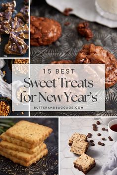 sweet treats for new year's with text overlay