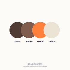 four different shades of brown, orange and white on a white background with the words colors 123