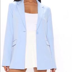 Nice New Baby Blue Open Blazer From Zara Great Spring Color Hard To Find Sold Out On-Line And Stores Retail $79 *Note* Stock Photo **** Actual Blaze Has Mid Closure With Metal Bra Like Inside Hook N Loop Faux Chest Pocket No Button Closures. Side Pockets Zara Blue Blazer, Metal Bra, Light Blue Blazer, Off White Jacket, Open Blazer, Leopard Jacket, Cropped Blazer Jacket, Textured Jacket, Zara Blazer