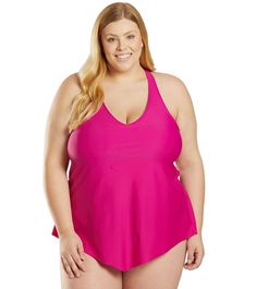 Magenta Chic Sleeveless Pool Tops, Racerback Tankini For Beach Season Vacation, Racerback Tankini For Spring, Summer Racerback Tankini, Casual Racerback Tankini For Beach, Vacation Tank Top With Built-in Bra And Racerback, Chic Sleeveless Tankini For Beach, Summer Triangle Top Tank, Summer Swimming T-back Tops