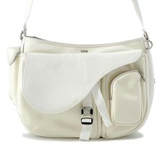 Christian Dior Sakai Collaboration Saddle Soft Shoulder Bag White W37cm H29cm D15cm, Fits Up To A4 Size. Shoulder Length: 68-116cm (Adjustable By Sliding) Christian Dior White Saddle Bag, Dior Shoulder Bag, Handbag Wallet, Designer Accessories, Carry All Bag, Handbags Online, Wallet Accessories, Bag Bag, Bag Shoulder