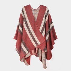 Style No : [413820] S1513-Burgundy-Onesize Color : Burgundy One Size Fits Most 100% Acrylic Stripe Ruana Poncho Red Poncho For Beach In Fall, Shrug Sweater, Red Brown, Ponchos, Kimono Top, Sweaters For Women, Red, Women Shopping, Clothes