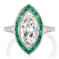 an emerald and diamond ring, by van cleef