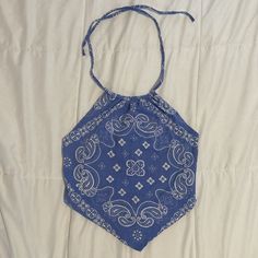 Perfect Condition Never Worn Blue Bandana Print Top For Spring, Spring Blue Top With Bandana Print, Blue Bandana Print Tops For Summer, Trendy Blue Festival Top, Bandana Halter Top, Clothes Diy, Pretty Clothes, Tie Top, Good Brands