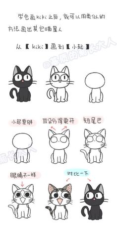 the instructions for how to draw cats in chinese