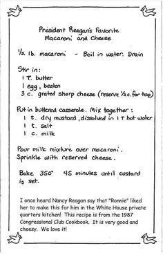 an old recipe is shown in black and white