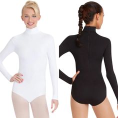 Brand Capezio Style TB 123 This leo features a modest turtleneck and zippered back. Made of a nylon and spandex blend that is soft and resilient. Long sleeves will keep your favorite dancer warm on cold studio days. Product Features: Turtleneck long sleeve leotard Discreet snap closures 90% Nylon, 10% Spandex Not lined Full coverage turtleneck front and zippered back Ballet leg line Lyrical Shoes, Teaching Shoes, Gaynor Minden, Ballet Legs, Dance Supplies, Leotard Tops, Long Sleeve Leotard, Free People Activewear, Dance Bag