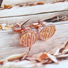 "Rose Gold Mens CuffLinks,Groom Wedding Gift,Engraved Monogram CuffLinks,Gift for Fathers Day,Elegant Monogrammed Cufflinks Smart and classy, silver monogram finish makes a wonderful personalized gift with his initials Personalize these cuffs with his initials (2-3 letters) and choose 925 sterling silver / 18k gold plated / white gold plated finish. * Please note the initials in the order you wish for them to appear. Traditionally a monogram is in this order: First, Last,Middle * Metal type: cho Monogram Cufflinks, Groom Wedding Gift, Men Styling, Wedding Cufflinks Groom, Engraved Wedding Gifts, Monogrammed Cufflinks, Mens Cufflinks, Wedding Cuff Links, Gift For Fathers Day