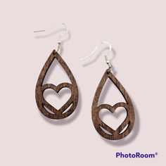 This handmade wood earrings will make a wonderful gift for others or yourself. These earrings are made from natural birch wood, lightweight and comfortable, and is sure to have something for everyone! This will be a perfect birthday or anniversary gift for a friend, coworker, wife, daughter, mom, aunt, or just for yourself. Stained, sealed, laser cut. The hooks are hypoallergenic and made of 925 sterling silver and secured with a silicone cap. Please note- each piece of wood is unique and will h Wooden Teardrop Earrings As Gift, Wooden Teardrop Earrings For Gift, Teardrop Wooden Earrings For Gifts, Teardrop Wood Earrings For Gifts, Wooden Earrings For Gift, Teardrop Wood Jewelry Gift, Handmade Heart Teardrop Earrings For Valentine's Day, Handmade Teardrop Heart Earrings For Valentine's Day, Valentine's Day Teardrop Earrings