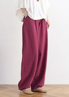 Boho High Waist Red Wide Leg Linen PantsFabric: Cotton 45%, Linen 55%Size & Fit: This garment fits true to size.Length: Size 3XL measures 37.83"from waist to hem.Waist:Fitted - elastic waist allows stretch Hip: Loosely Fitted. room for hips. Hand Wash Cold. Wide Leg Linen Pants, Linen Pants, Black Pants, Harem Pants, Elastic Waist, High Waist, Wide Leg, High Waisted, Elastic