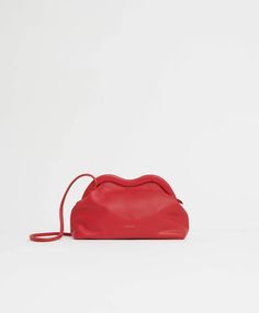 Baci Bag - Flamma Designer Leather Clutch With Mobile Phone Bag, Designer Mobile Phone Pouch For Everyday Use, Chic Everyday Bags With Case Included, Chic Evening Shoulder Bag With Case, Everyday Crossbody Bag With Case, Modern Top Handle Bag With Case Included, Lambskin Leather, Red, Leather