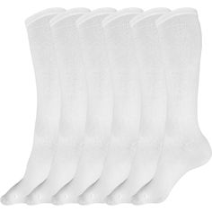 Solid White Knee High Socks - 3 pairs Sporty Knee-high Cotton Socks, White Knee-high School Socks, Breathable Comfortable Knee-high Socks, Comfortable Breathable Knee-high Socks, White Knee High Socks, School Soccer, Striped Tube Socks, Style Inspiration Casual, Striped Socks