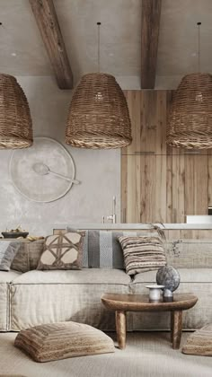 Lamp shades, woven, rattan, neutral space Natural Weaving, Villa Interiors, Rattan Lamp, Outdoor Sofas, Rattan Pendant Light, Kitchen Island Lighting Pendant, Kitchen Pendant Lighting, Light Shade, Led Pendant Lights