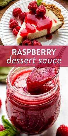 raspberry dessert sauce in a mason jar