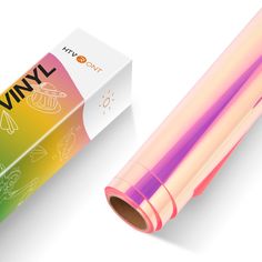 a pink and yellow tube next to a box