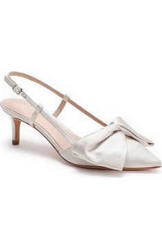 Kate Spade New York marseille bow pointed toe slingback pump (Women) | Nordstrom Elegant Formal Kitten Heels With Bow Straps, Elegant Kitten Heels With Bow Straps For Formal Events, Elegant Kitten Heels With Bow Straps For Formal Occasions, Elegant Kitten Heels With Bow Straps, Elegant Leather Kitten Heels With Bow, Elegant Low Heel Slingback Pumps With Bow, Elegant Slingback Pumps With Bow And Low Heel, Elegant Slingback Pumps With Bow And Ankle Strap, Elegant Bow Slingback Pumps With Ankle Strap