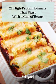 a casserole dish filled with meat and cheese