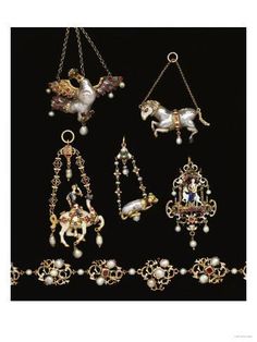 size: 24x18in Giclee Print: A Selection of Jewelled Gold, Enamel and Pearl Renaissance Jewellery : Tiaras Jewellery, Historical Jewellery, Giclee Painting, Royal Jewels, Memorial Jewelry, Fantasy Jewelry, Enamel Jewelry, Gold Enamel, Jewelry Inspo