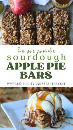 Golden sourdough apple pie bars topped with salted caramel—a perfect fall dessert recipe. Sourdough Apple Pie, Easy Apple Pie Bars, Apple Pie Bars Recipe, Apple Pie Bars, Apple Bars