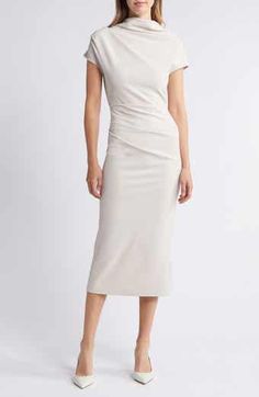 Dress the Population Gloria Front Zip Sheath Dress | Nordstrom Contemporary Chic, Midi Sheath Dress, Dress The Population, Midi Dress With Sleeves, Nordstrom Dresses, Dolman Sleeve, Boat Neck, Cocktail Party, Sheath Dress