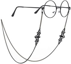 PRICES MAY VARY. 【Fashionable Glasses Chain】Black bat design, very simple and fashion, a good decation for any clothes according to your needs, comfortable enough for all day wear 【High Quality】The bat eyeglass chain made of high quality metal and silicone gel anti-slip buckle, ensure that your glasses will not easily fall down, you will never worry about losing your glasses again 【Adjustable eyeglass chain ends】Works great with any size eyeglass frames. Simply move the coiled metal coils, so it Eyeglass Chain Holders, Eyeglasses Chain, Eyeglass Strap, Sunglasses Strap, Glasses Holder, Chain For Women, Stylish Necklace, Black Bat, Eyeglass Holder