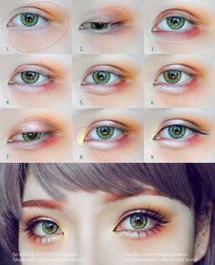 Girly / Dolly eyes makeup tutorial by mollyeberwein.deviantart.com on @DeviantArt Super Hero shirts, Gadgets Best Korean Makeup, Natural Eye Makeup Tutorial, Eyeliner Tips, Natural Eyeliner, Korean Makeup Look, Make Up Tutorials