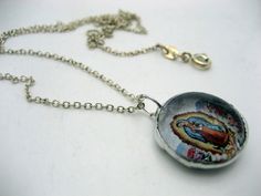 "The iconic image of Our Lady of Guadalupe! I create this sweet soldered bubble charm to order for you. It will include the 18\" sterling silver lightweight link chain, please let me know if you prefer a sterling snake chain (I have 16\"-30\" available). Perfect gift for any occasion! I can make as many as you wish. Pendant measures approximately 3/4\". These can also be made with the photo, or image you wish instead of photo shown. Email images to tstept2@aol.com or attach to an etsy convo. I c Our Lady Of Guadalupe Round Pendant As Gift, Catholic Saint, Wedding Charm, Silver Link Chain, Glass Bubble, Our Lady Of Guadalupe, Lady Of Guadalupe, Business Gifts, Our Lady